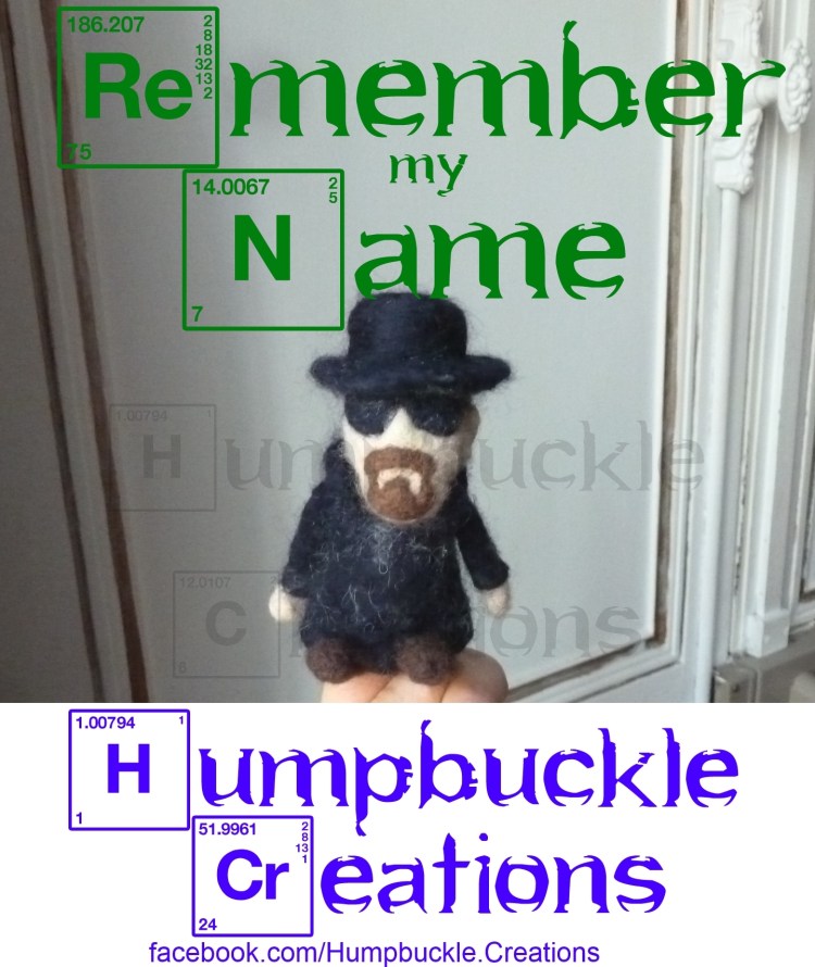 Humpbuckle Creations Needle-felted Heisenberg  finger puppet 